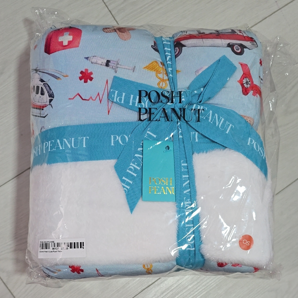 Posh Peanut Blue and White Medical Print Blanket